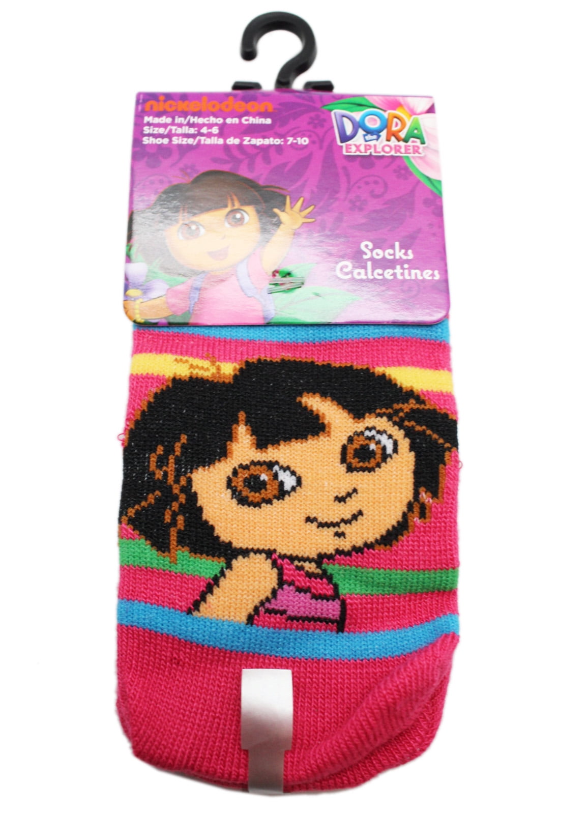 Dora the Explorer Striped Hot Pink Colored Toddler Socks (2 Pairs, Size ...