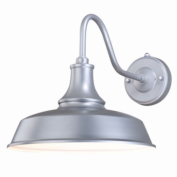 Open Box Dorado 1 Light Dusk to Dawn Silver White Farmhouse Barn Dome Outdoor Wall Lantern