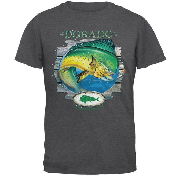 Dorado Deep Sea Fishing Mens T Shirt Dark Heather 2XL