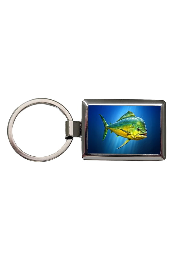 Dorado Fish Metal Rectangle Keychain
