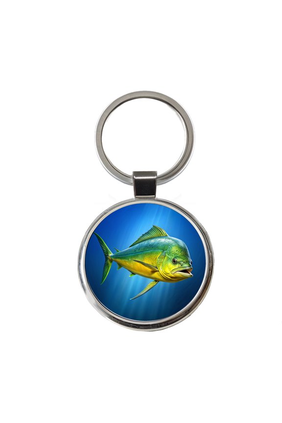 Dorado Fish Metal Round Keychain
