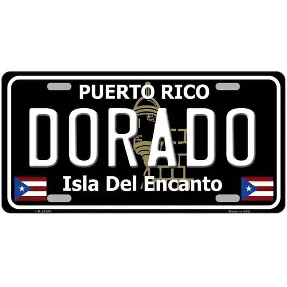 Dorado Puerto Rico Metal License Plate Car Decor (White)