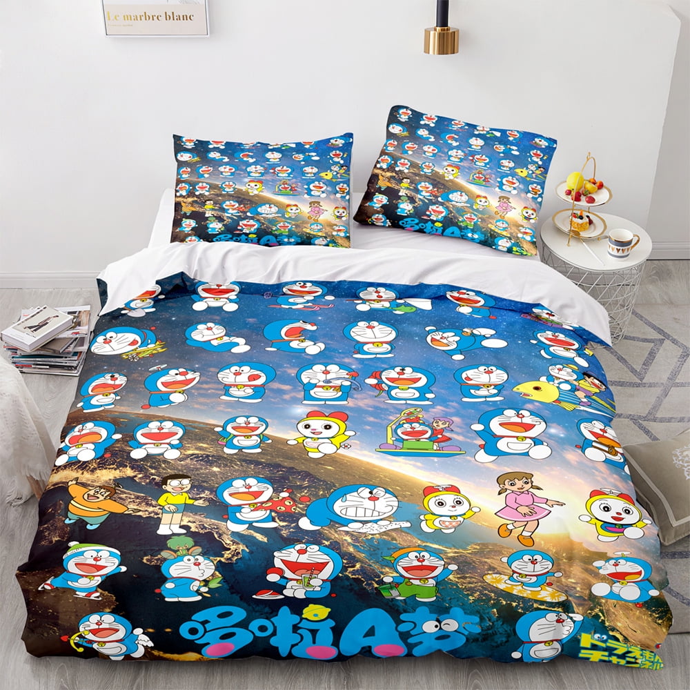 Doraemon Anime Bedding Duvet Covers 3D Print Bedding Sets Classic Vivid