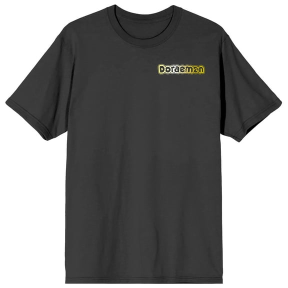 Doraemon Orange Plant Circular Frame Adult Charcoal Crew Neck Short Sleeve T-shirt - XXL