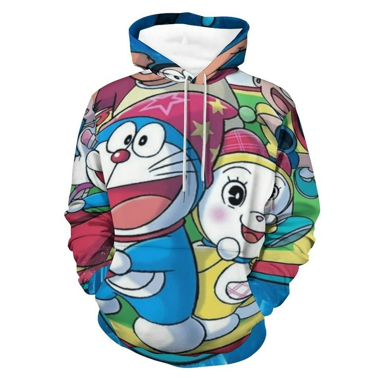 Doraemon hoodie drawstring boys black sweatshirt casual pullover long sleeve top XL Walmart