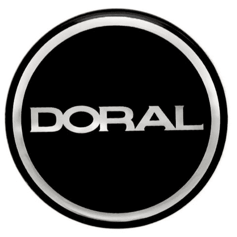 Doral Boat Emblem Decal | Black Silver Vinyl 1 3/4 Inch Diameter