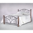 thumbnail image 1 of Doral Complete Metal Bed and Steel Support Frame with Decorative Scrollwork and Walnut Colored Wood Finial Posts, Matte Black Finish, California King, 1 of 3
