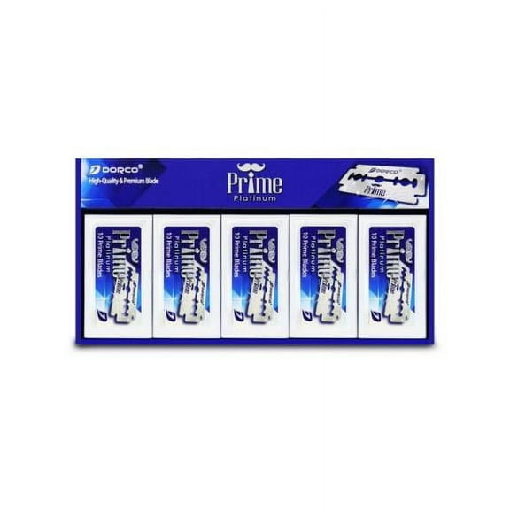 Dorco Prime Blades Double Edge For Safety Razor and Barber Razor Blue 100 Counts