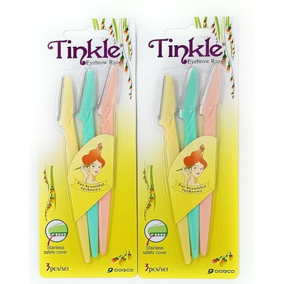 Dorco Tinkle Eyebrow Razor Trimmer Shaver 2pk of 3pcs (6 blades)