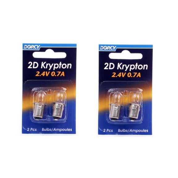 Dorcy Halogen 2D Krypton Replacement Light Bulbs, Brighter and Tougher (4 Pack)