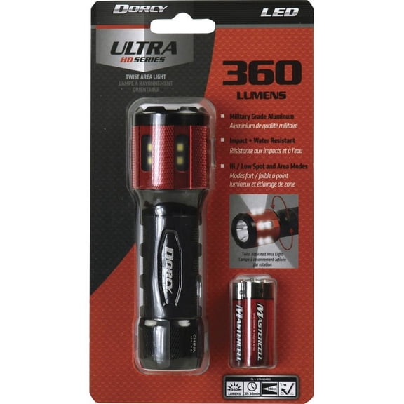 Dorcy Ultra HD Series Twist Flashlight - AAA - Black, Red | Bundle of 2 Each