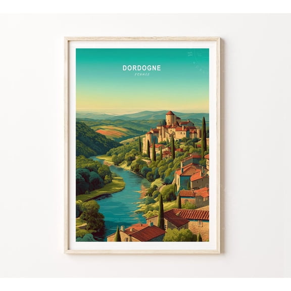 Dordogne France Minimalist Travel Wall Art 4, Stretched Canvas 16x20in