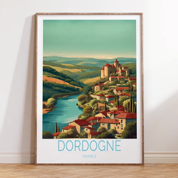 Dordogne France Scenic French Valley Wall Art, Unframed Canvas Size 8x12