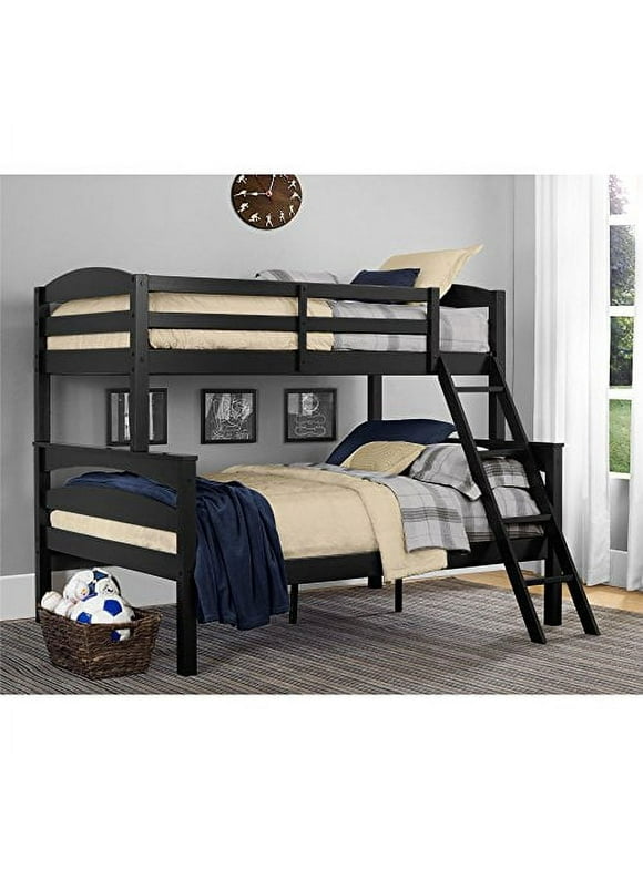 Dorel Living Brady Traditional Wood Twin over Full Bunk Bed in Black