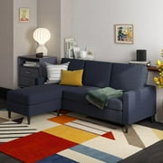 Dorel Living Kaci Reversible Contemporary Upholstered Sectional, Blue