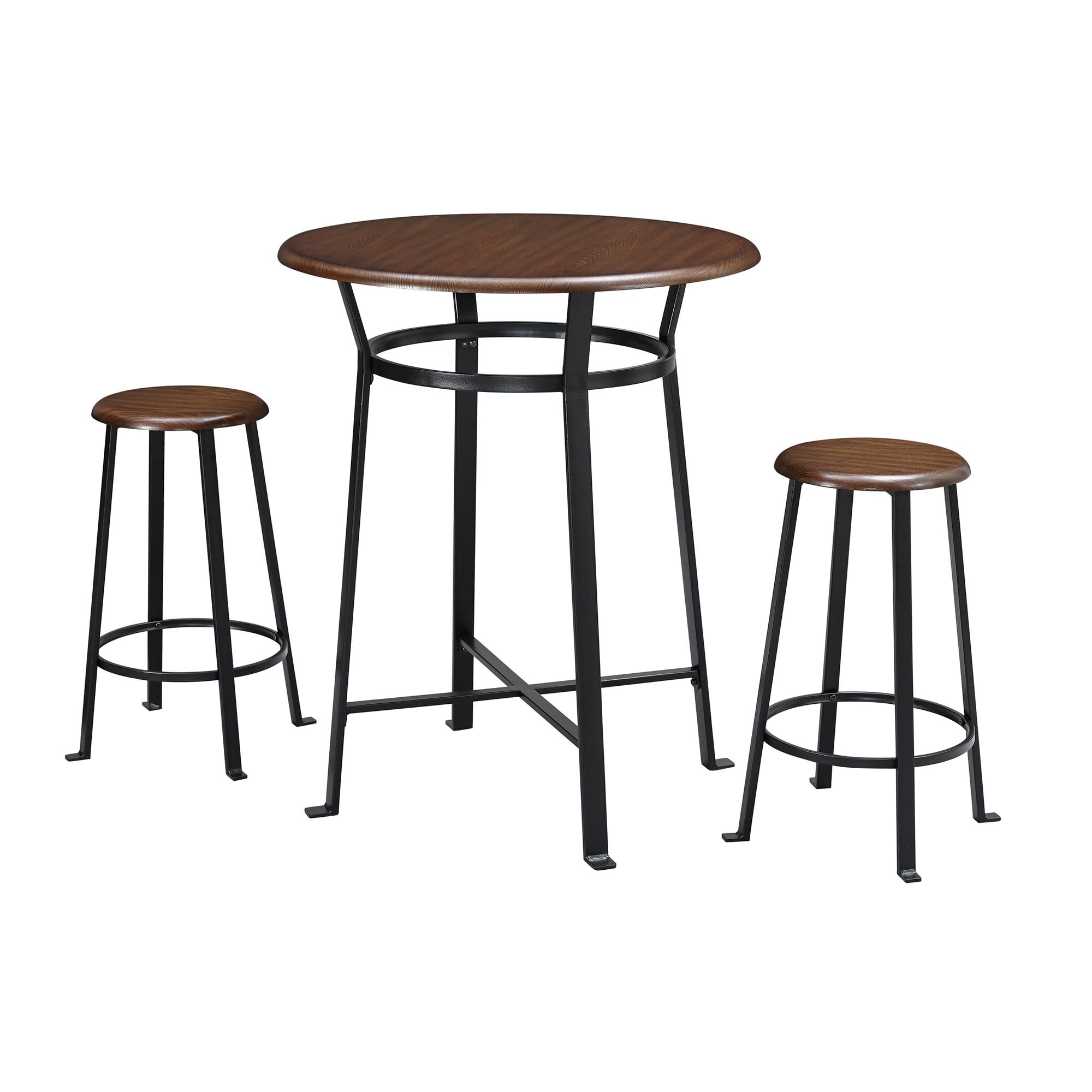 Montgomery 3-Piece Dark Mahogany and Black Round Dining Set