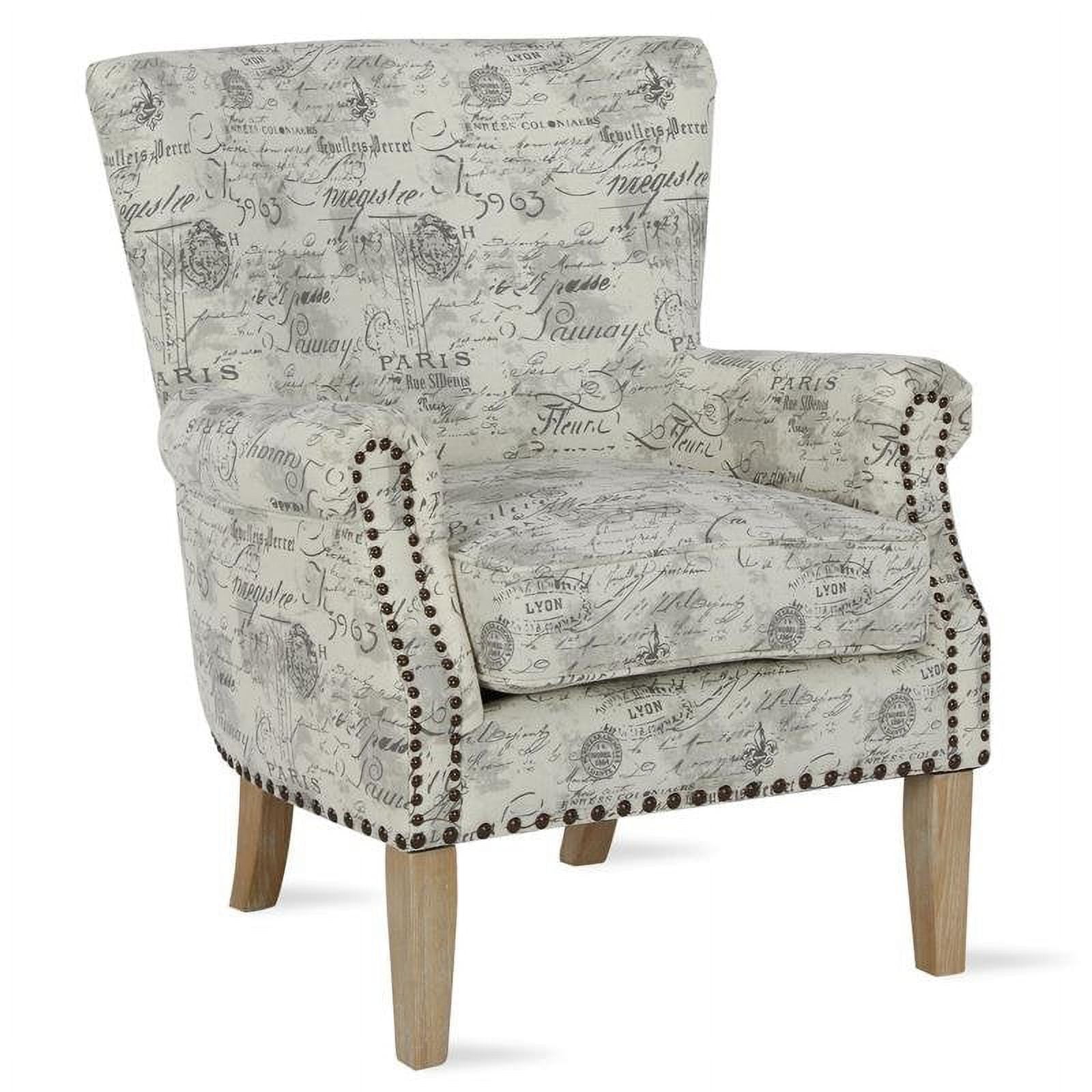 Dorel Living Ripley Nailhead Accent Chair in Gray and Beige Script