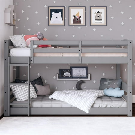Dorel Living Sierra Twin Floor Bunk Bed in Gray