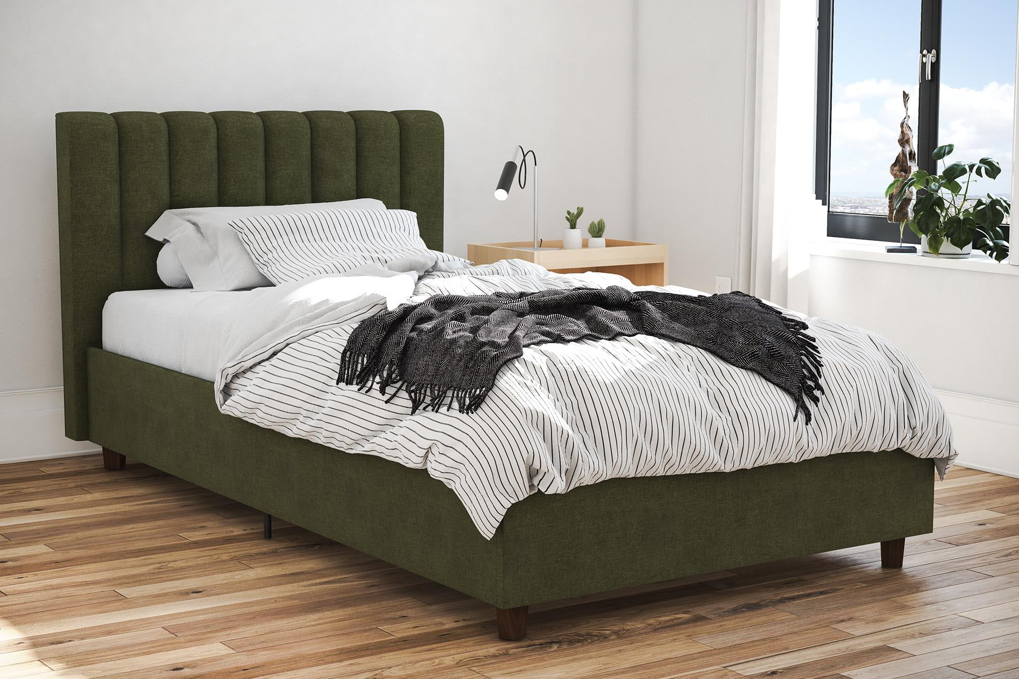 Dorel Novogratz Brittany Upholstered Platform Bed Fram Twin Size