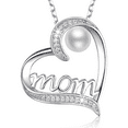 thumbnail image 1 of Dorella Mothers Day- Heart Pendant Necklace- Round Cut Pearl in 925 Sterling Silver- Handmade Jewelry- Mother's Day Special, 1 of 1