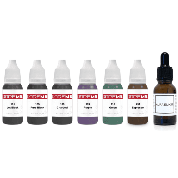 Doreme Permanent Makeup Extravagant Eyeliner Pigment Set Kit Ink Color Cosmetic Microblading Micropigmentation Aura Elixir Sets