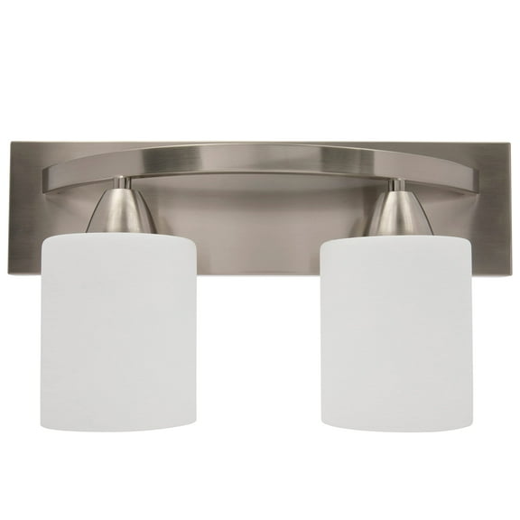 Dorence 2 Lights Brushed Nickel Vanity Light Bar with Glass Shade