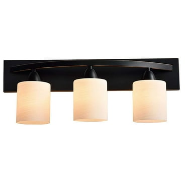 Dorence Oil-Rubbed Bronze 3-Light Bathroom Vanity Bar with Modern Glass Shade | Interior Lighting Fixture (E26 100W LED, Bulbs not Included)