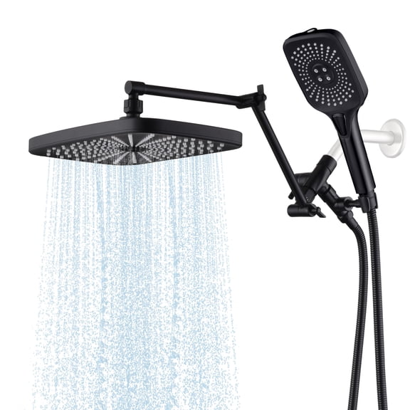 Doreroom Showerhead and Handheld Shower Combo, 4 Mode 12-Inch Wall Mount Shower Set, Water Efficient with Easy Installation