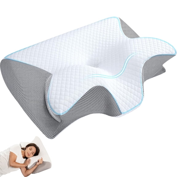 Doreve Cloudfaser Pillow, Doreve Cloudfaser Pro Pillow, Ergonomic Butterfly Support Structure with Aligned Comfort Design, Breathable Constant-Temperature Material, Ideal for Desk Work Use