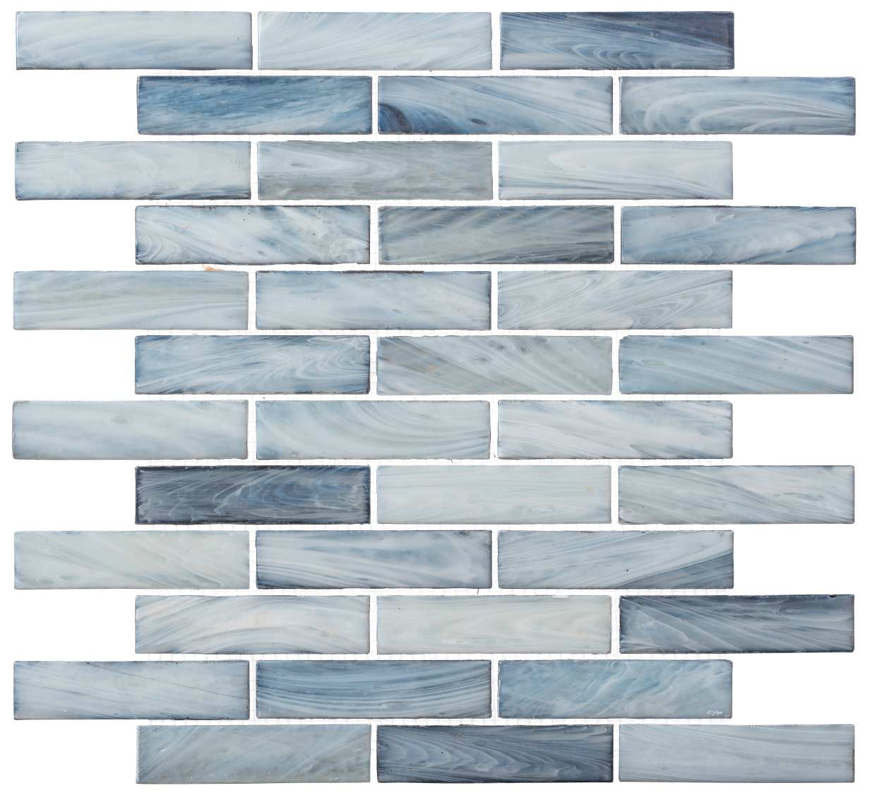 Dorian 1x4 Blue and Gray Glass Brick Joint Mosaic Tile