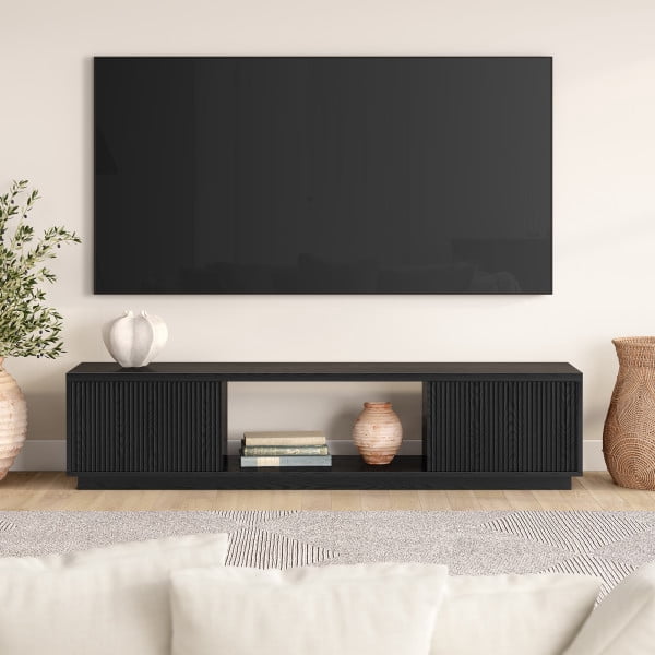 Dorian Rectangular TV Stand for TV's up to 78" in Black Grain
