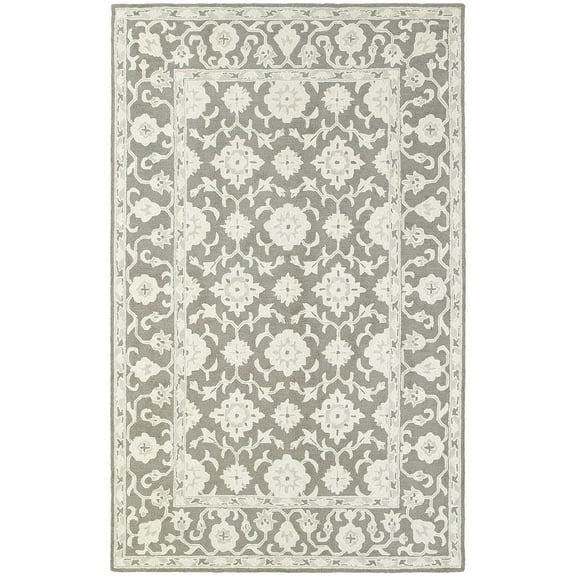Dorian Traditional Oriental Area Rug, Grey/ Stone 1, 10' x 13'