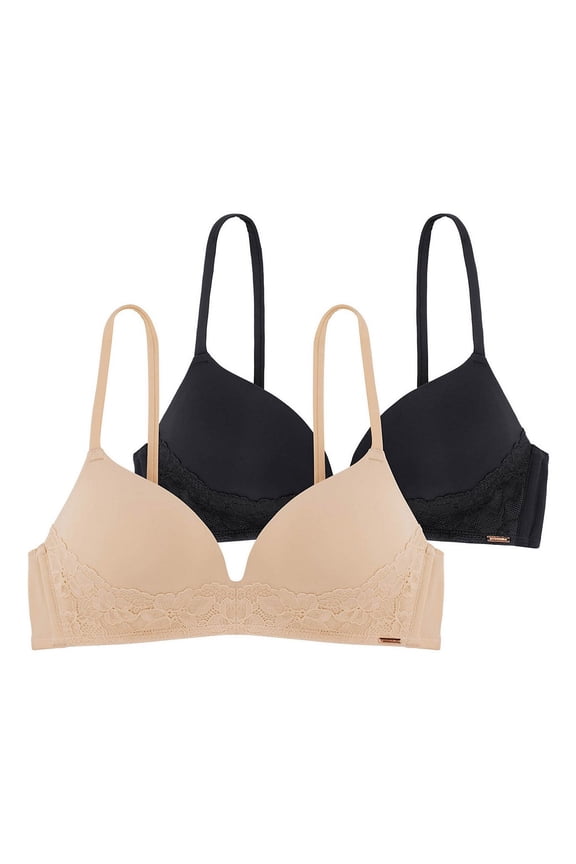 Women's Fili Light Padded Soft Silk 2 Pc. Demi Bra, D001937MI033-2X0097, Nude, Black,US Size 34A