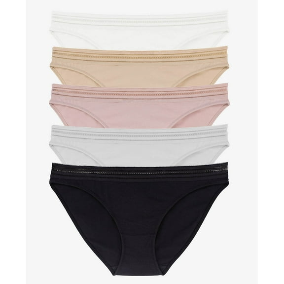Dorina Women's Giana Hipster Panty Set, 5 Piece - Ivory, Beige, Pink, Gray, Black, Size X-Large