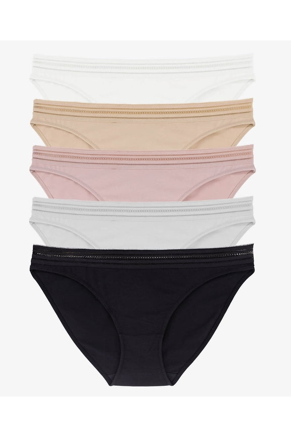 Women's Giana Hipster Panty Set, 5 Piece - Ivory, Beige, Pink, Gray, Black, Size X-Large