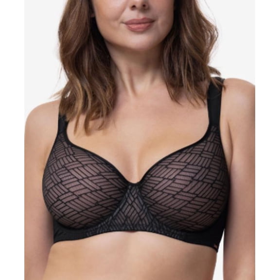 Dorina Womens Leila Light Padded Demi Bra, Black, 32DD