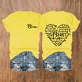 thumbnail image 1 of Dorinao Mama Shirts for Women Short Sleeve Love Letter Printed Graphic Mom Tee Tops, Yellow, S, 1 of 9