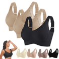 thumbnail image 1 of Dorinao Senior Women's Front Snap Closure Wireless Bra 3-Pack – Breathable Posture Support for Older Adults, Multicolor, 32B, 1 of 9