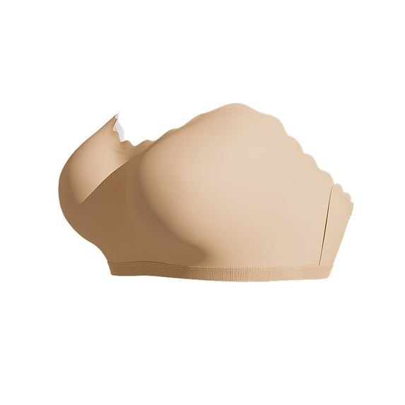 Dorinao Sexy Wrap Bra Back Ribbon Gathering Strapless Anti Falling Anti Shedding Women's Lingerie, Beige, S