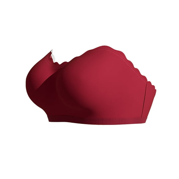 Dorinao Sexy Wrap Bra Back Ribbon Gathering Strapless Anti Falling Anti Shedding Women's Lingerie, Red, XL