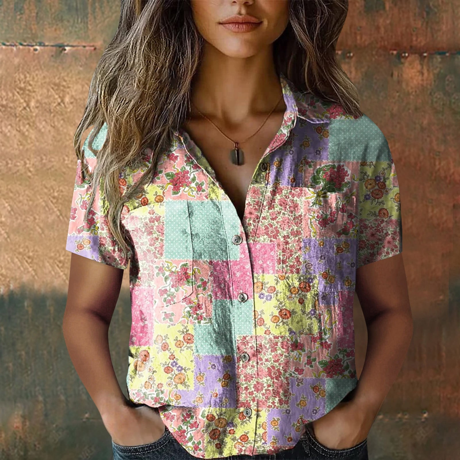 Ongoing Journey V Neck Women's Short Sleeve Blouse