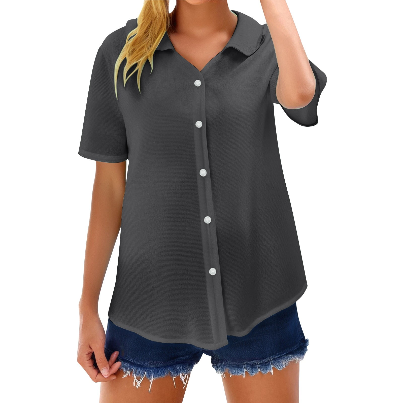 Women Summer Artsy Dot Stand Collar 100%Cotton Shirt