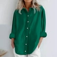 thumbnail image 1 of Dorinao Women's Oversized Linen Cotton Long Sleeve Blouse - Button Front Loose Fit Shirt for Casual & Summer, Green, L, 1 of 1