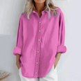 thumbnail image 1 of Dorinao Women's Oversized Linen Cotton Long Sleeve Blouse - Button Front Loose Fit Shirt for Casual & Summer, Pink, M, 1 of 1