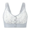 thumbnail image 1 of Dorinao Women's Plus Size Front Buckle Wireless Bra – Adjustable Straps with Printed Design, Gray, 32B, 1 of 7