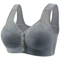 thumbnail image 1 of Dorinao Women's Senior Front Closure Wireless Vest Bra – Plus Size Soft Support for Daily Comfort, Blue, 44G, 1 of 8