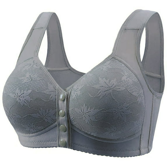 Dorinao Women's Senior Front Closure Wireless Vest Bra – Plus Size Soft Support for Daily Comfort, Blue, 44G