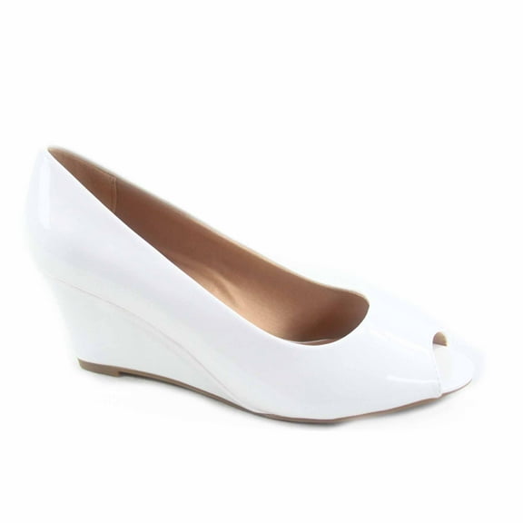 Doris-12 Women's Open Peep Toe Patent Wedge Heel Shoes