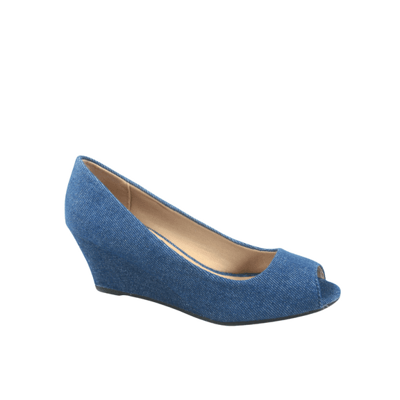 Doris-12 Women's Open Peep Toe Patent Wedge Heel Shoes