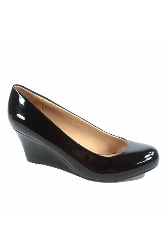Doris-22 Women's Round Toe Patent Wedge Heel Shoes